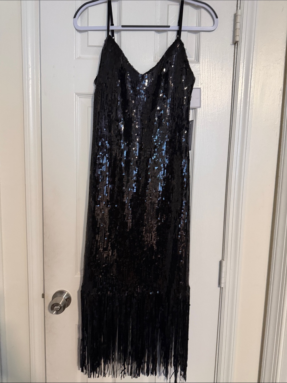 Black Sequin Fringe Midi Dress -  Women Dresses Midi